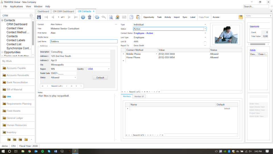 screenshot of Aptean Industrial Manufacturing ERP Traverse Edition